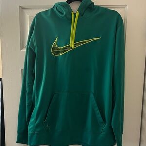 Nike Emerald Hoodie with Neon Yellow Swoosh